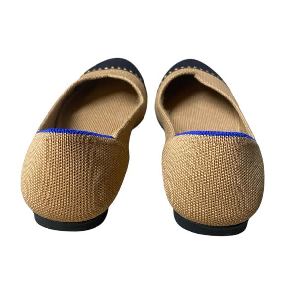 Rothy's Camel Captoe Ballet Flat US 6.5 Brown Black Knit Sustainable Preppy - Picture 8 of 13